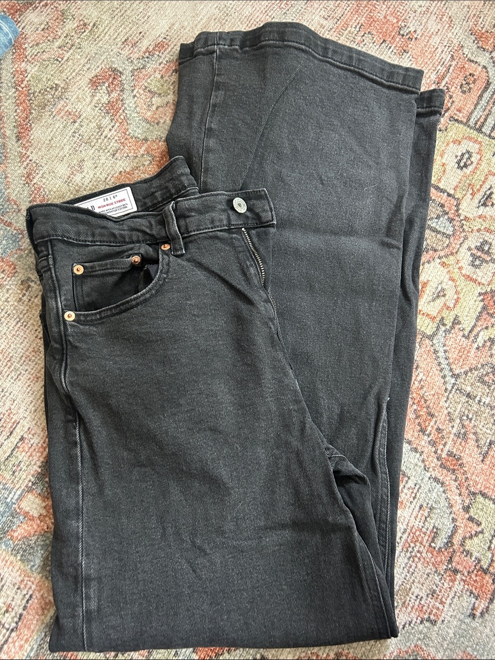 Gap High Rise Stride Black Jeans